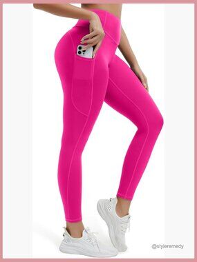 High Rise Tummy Control Yoga Leggings with Pockets, Buttery Soft Non See